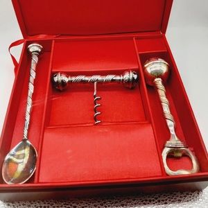 Newman Marcus, Silver Plate, Christmas Bar Set with Jingle Bells.